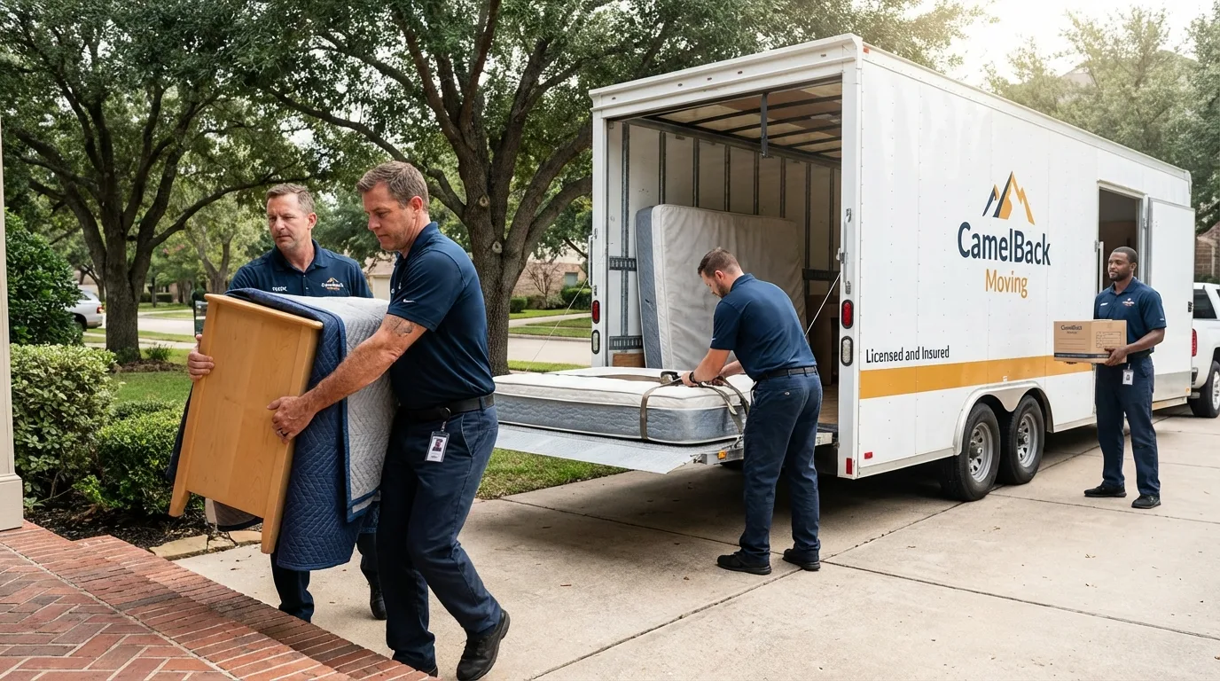 Crew loading residential truck for cross-state move from Harlem, GA